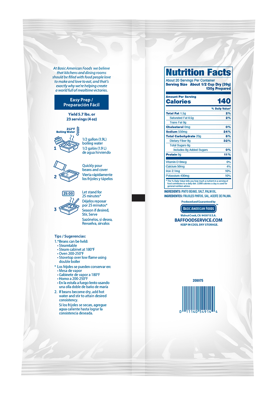 Santiago® Vegetarian Refried Beans Basic American Foods Foodservice